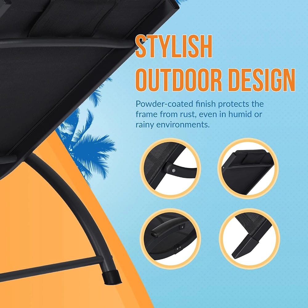 Island Retreat Outdoor Mesh Lounge Chair, Black