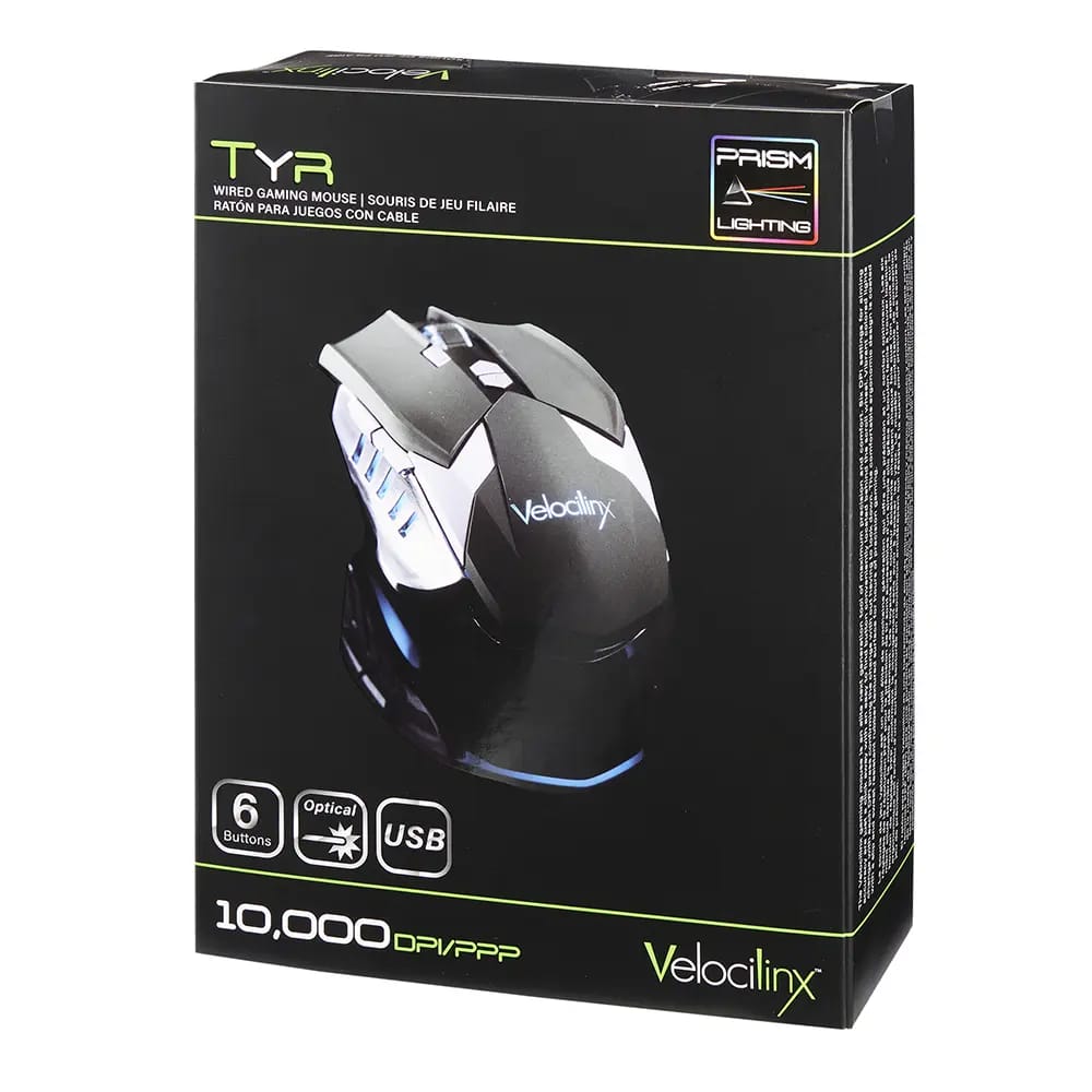 Velocilinx Eight Button Gaming Mouse, Black/Silver