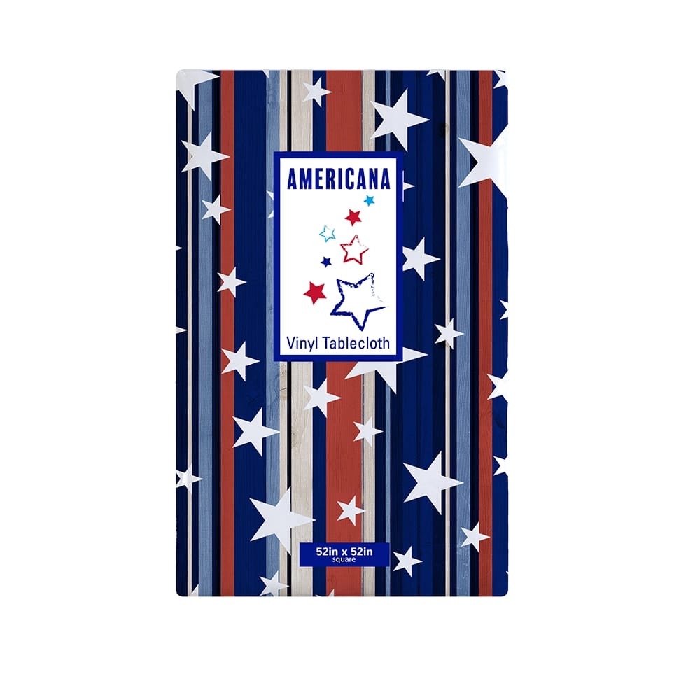 Patriotic Vinyl Tablecloth with Flannel Backing