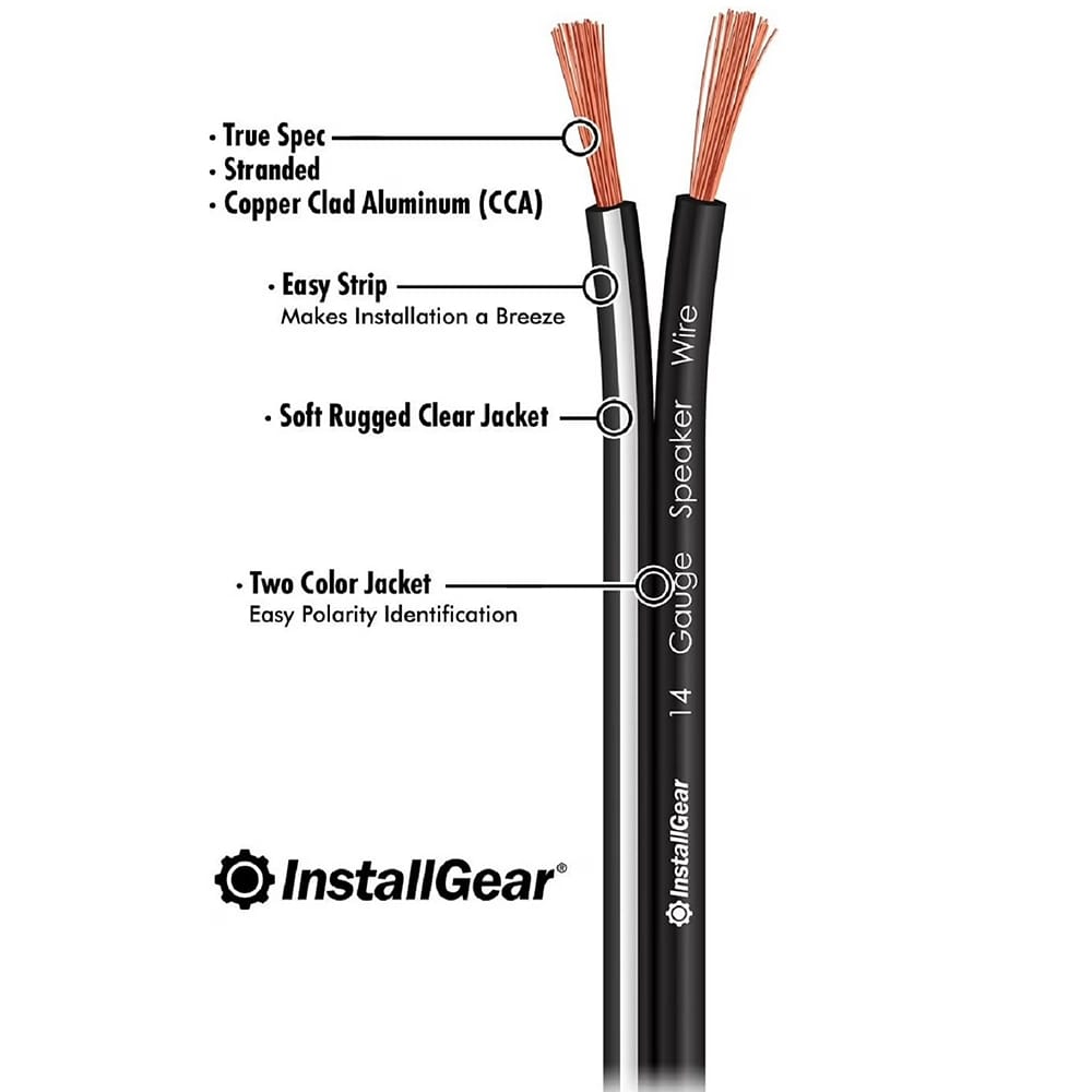 InstallGear 14 Gauge Copper Clad Aluminum Speaker Wire, 500'