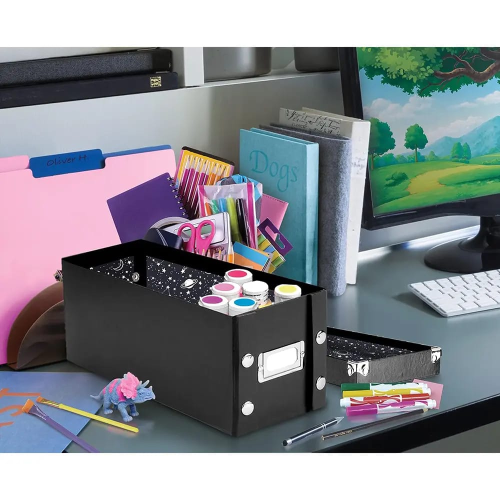 Snap-N-Store Medium Collapsible Storage Box, Black/Space, 2 Pack