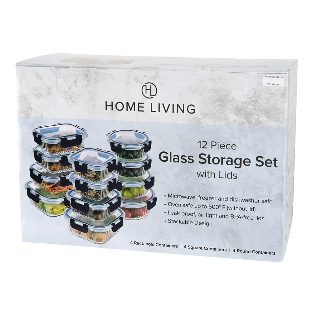 Home Living 12 Piece Glass Navy Storage Set with Lids