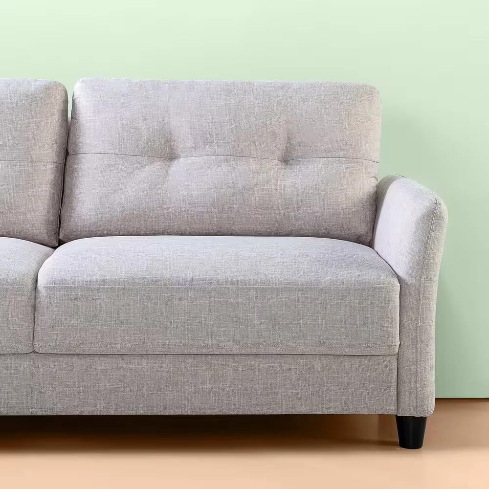 Zinus Round Arm 3-Seater Sofa, Beige