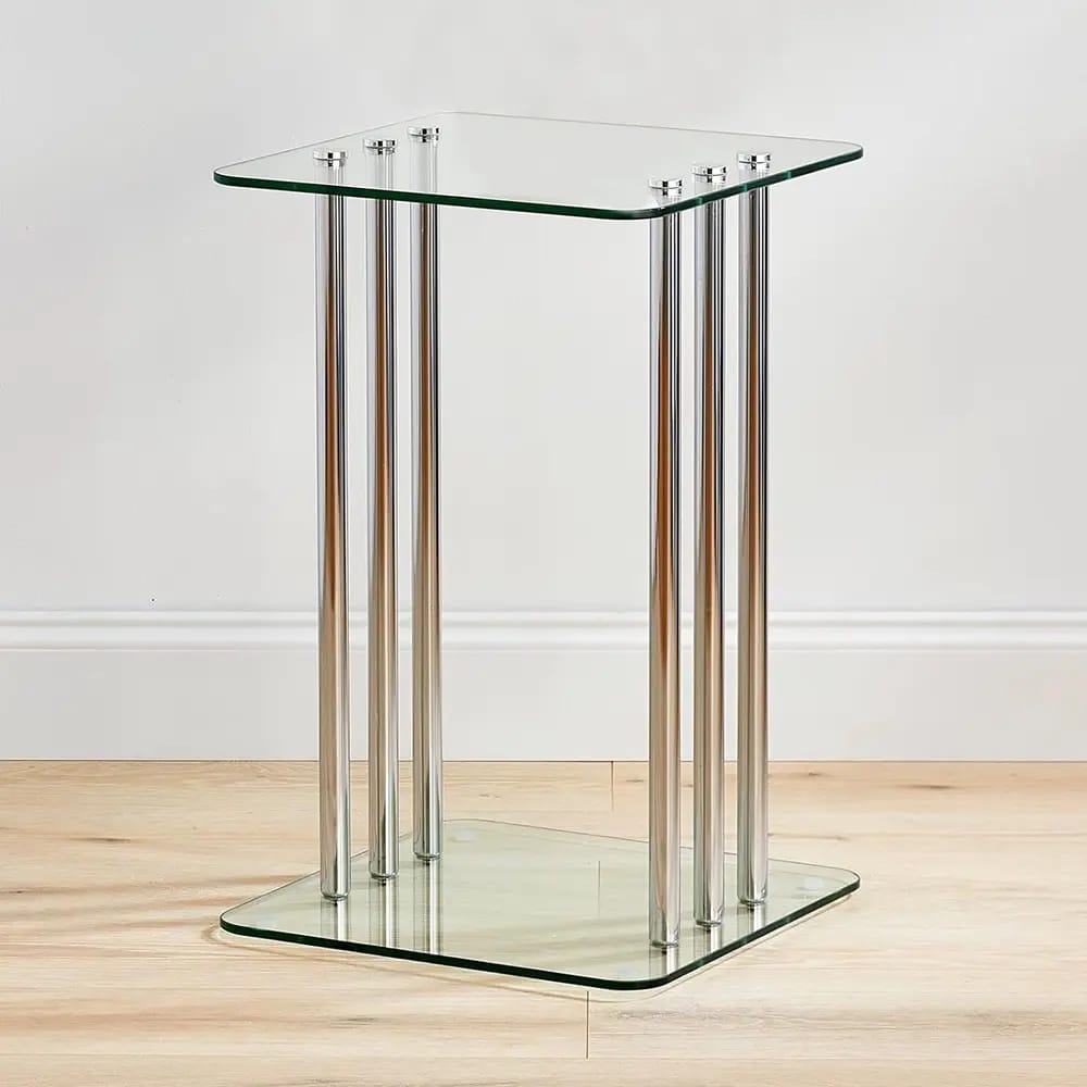 mDesign Glass Top Side Table