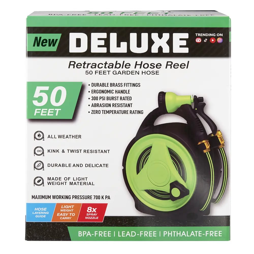 Deluxe Retractable Hose Reel with Mount, 50'