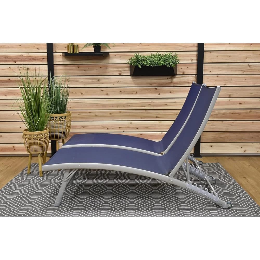 Vivere Clearwater Aluminum Lounge Chairs, Set of 2, Navy