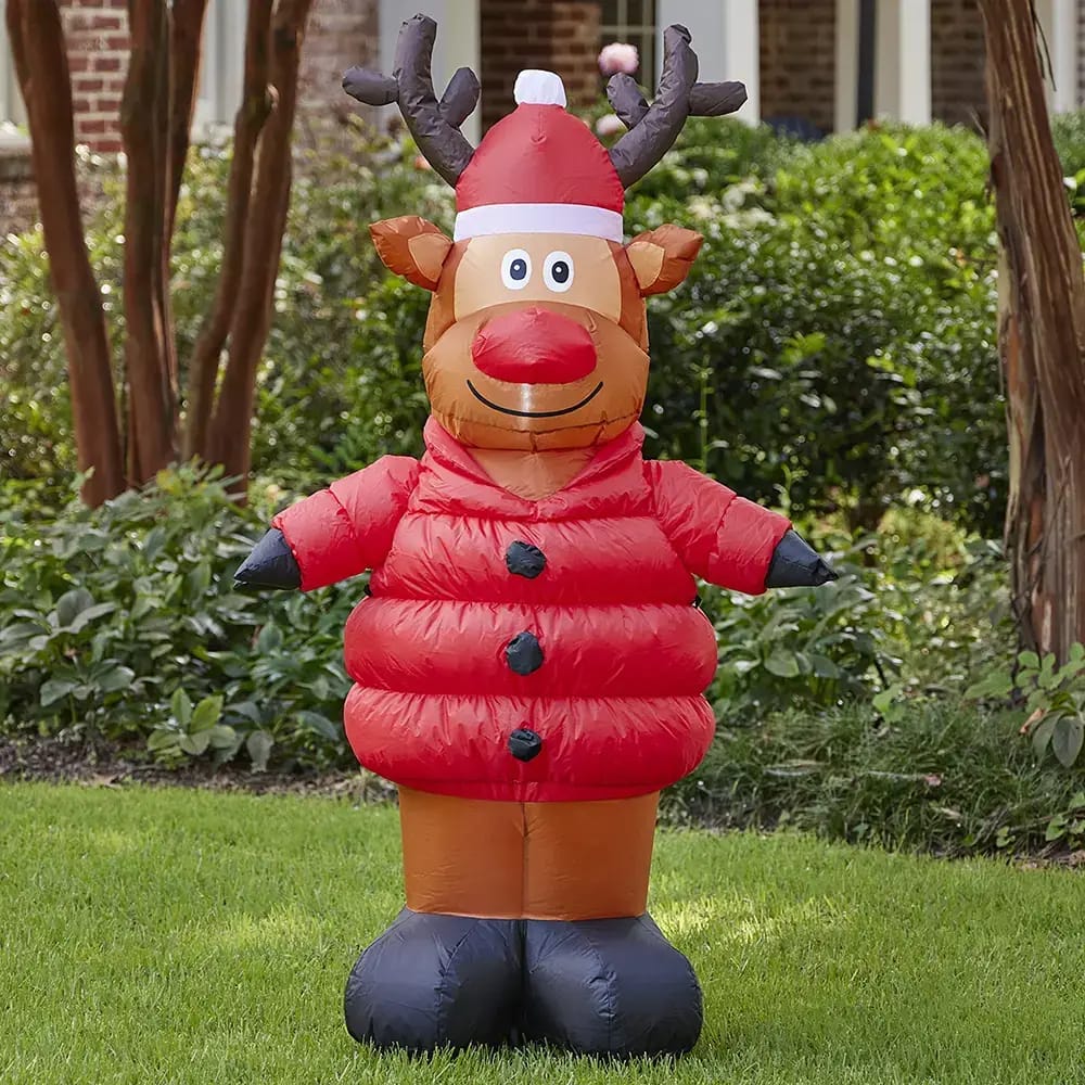 5' Puffy Coat Reindeer Inflatable