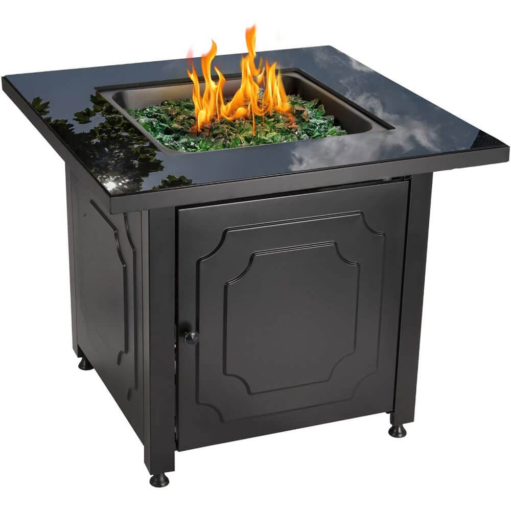 Endless Summer 30" Outdoor Propane Gas Fire Pit, 30,000 BTU, Green Fireglass