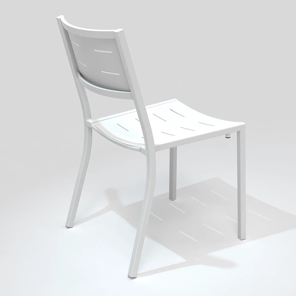 Maiori Full Aluminum Impression Stackable Patio Dining Side Chair, Blanc, 4 Pack