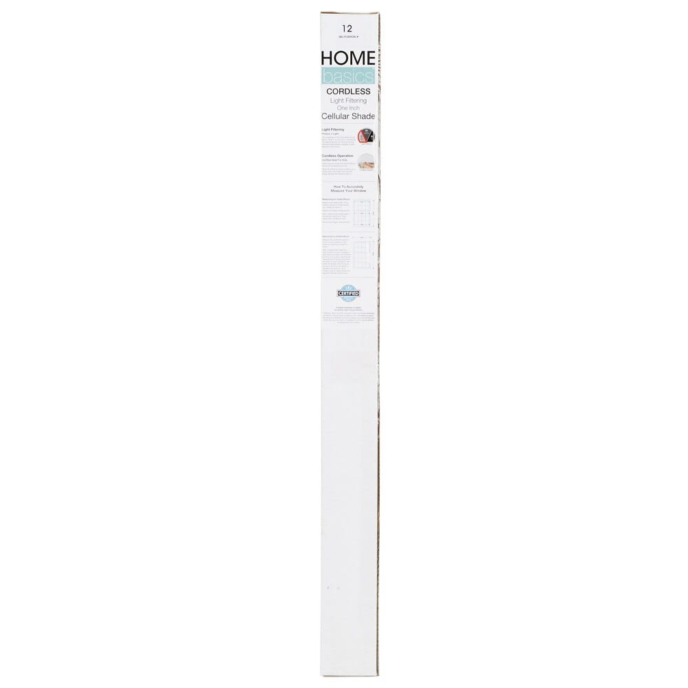 Home Basics Cordless Light Filtering 1" Cellular Shade, White, 35" x 72"