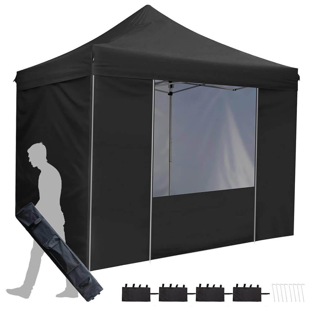 10' x 10' Pop-Up Canopy Tent with 5 Sidewalls, Black