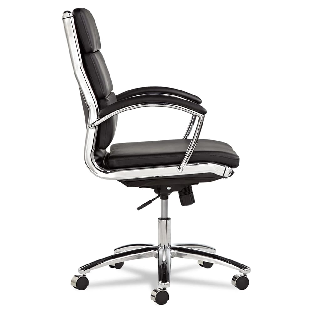 Faux Leather Mid-Back Office Chairs, Black/Chrome