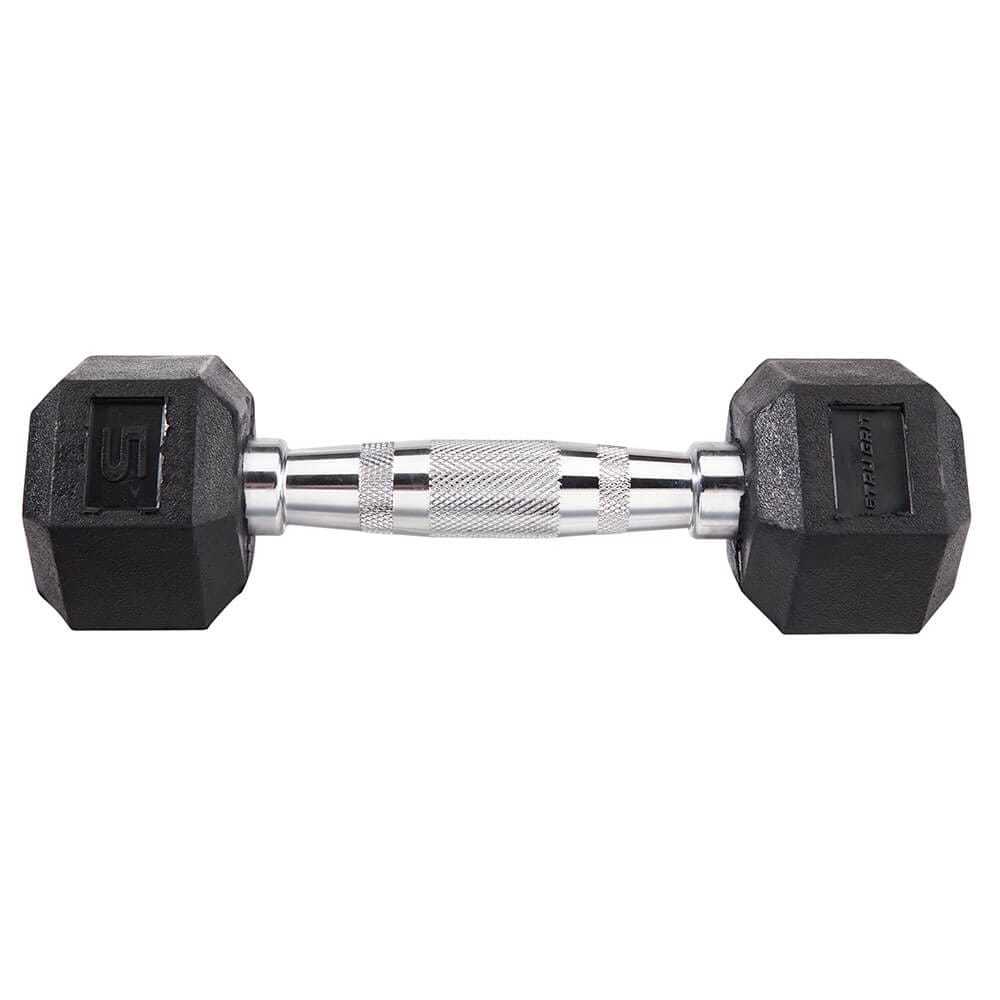 Tru Grit Fitness 5 lb Rubber Hex Single Dumbbell