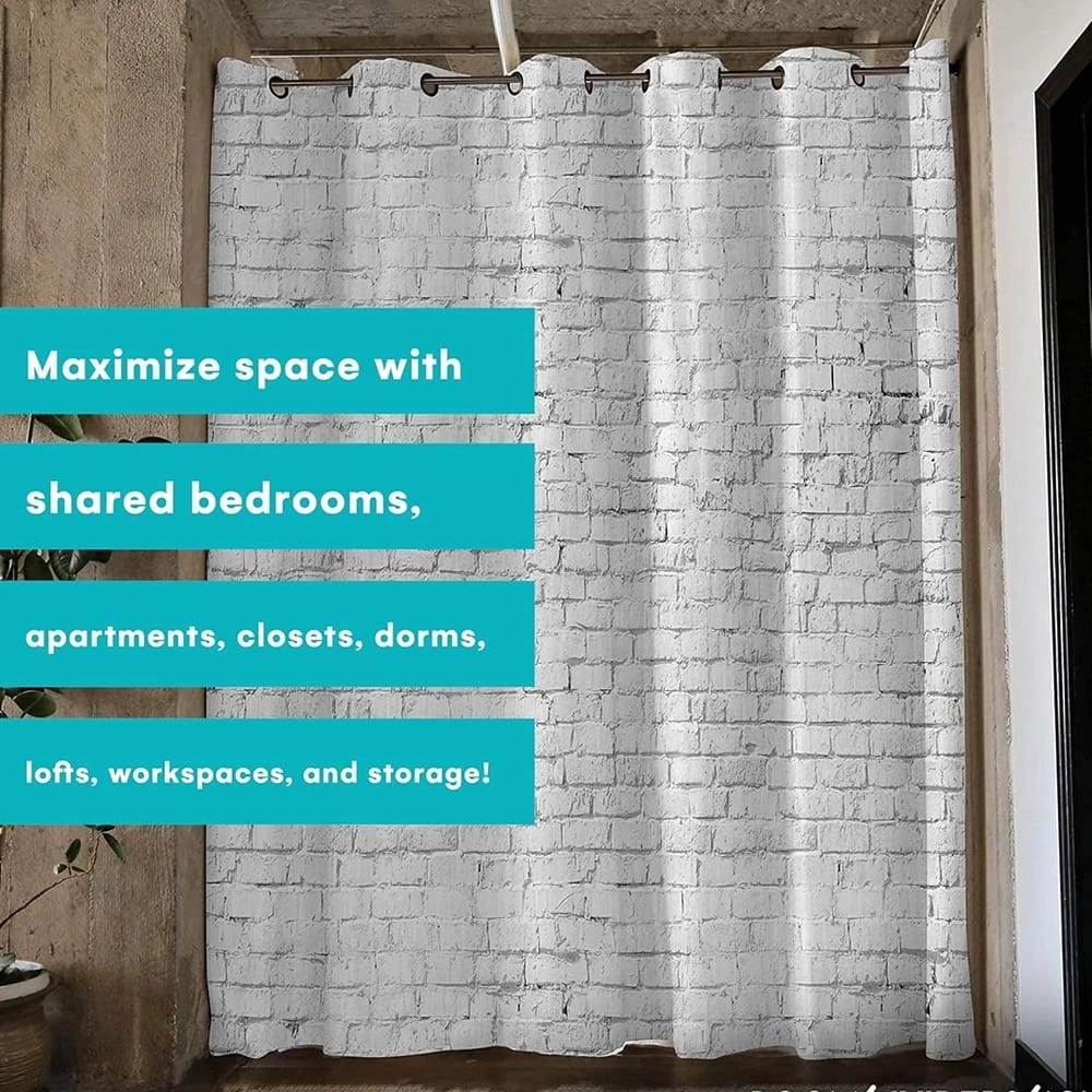 Room/Dividers/Now Premium Room Divider Curtain, 8' x 15', White Brick