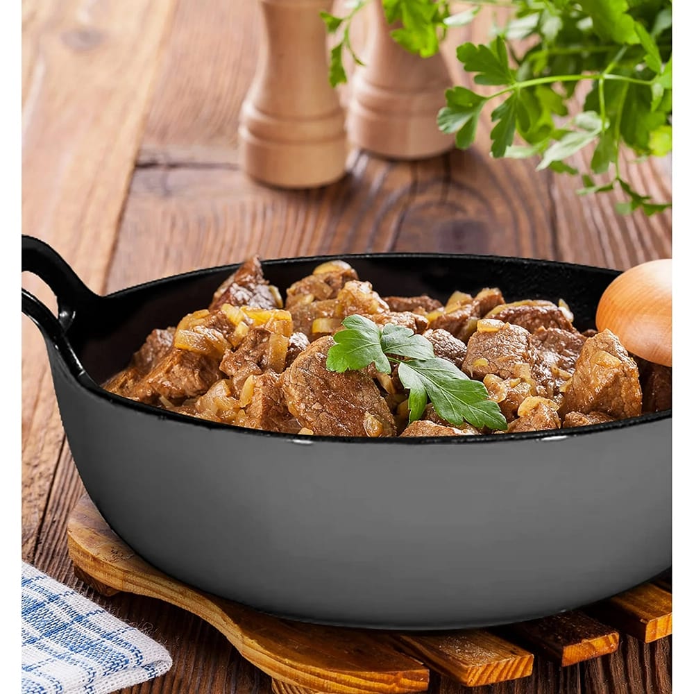 Bruntmor 3-Quart Enameled Cast Iron Balti Dish, Gray