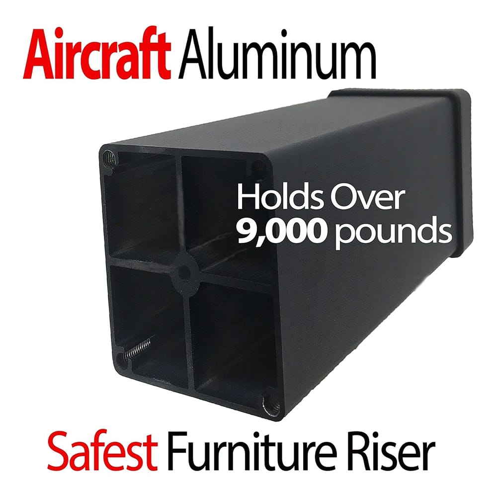 iPrimio 5-Inch Heavy Duty Bed Risers, 4 Pack, Black