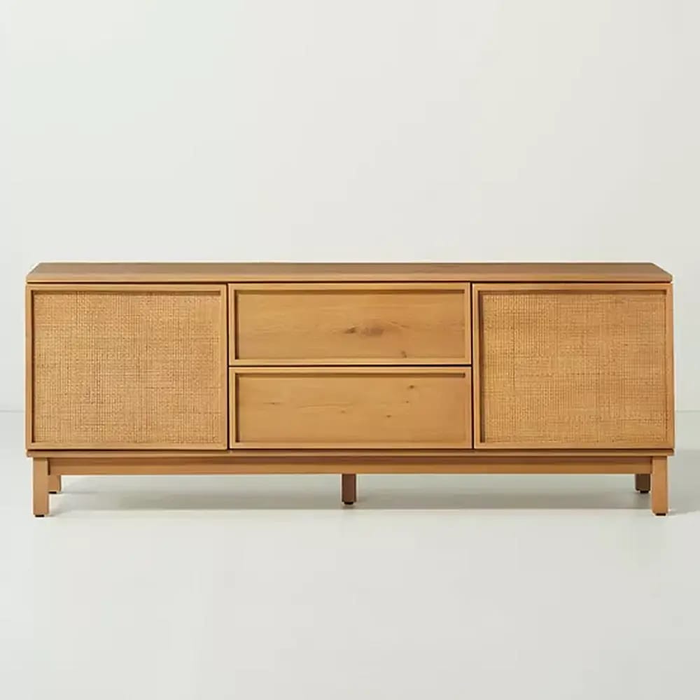 Hearth & Hand with Magnolia Wood & Cane Transitional Media Console, Natural