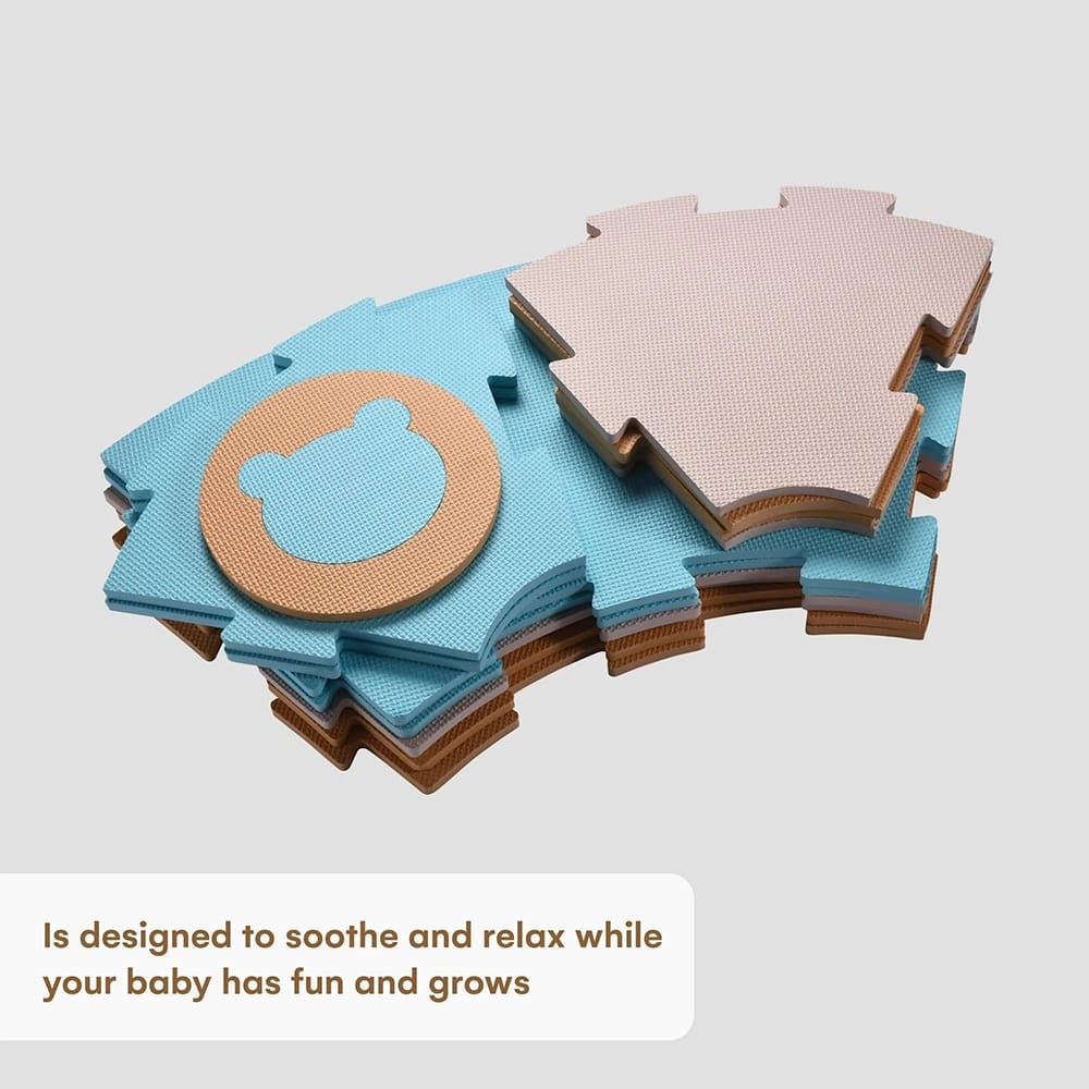 Childlike Behavior Foam Play Mat, Blue/Tan