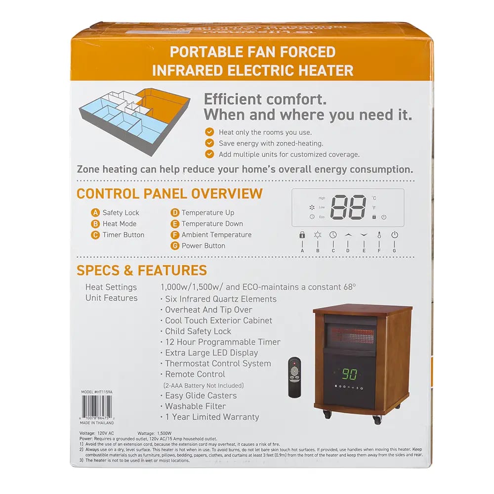 Lifesmart 6 Element Wood Cabinet Infrared Heater