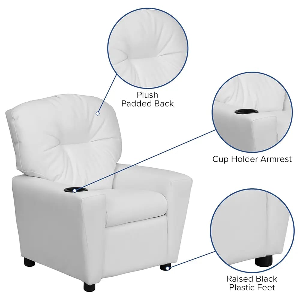 Flash Furniture Chandler Vinyl Kids Recliner, White