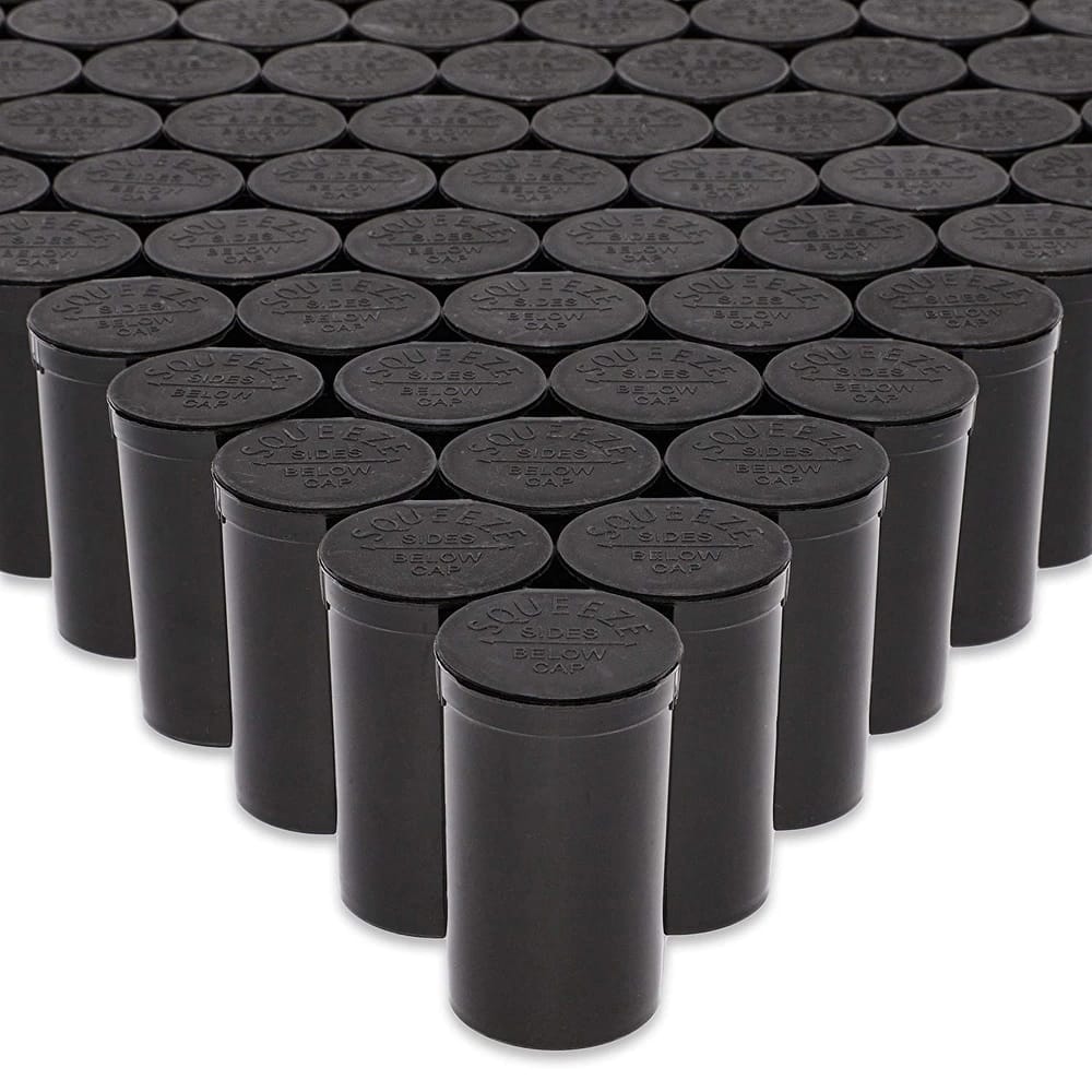 Juvale Pop Top Vial Container Bottles, Black, 180 Pack