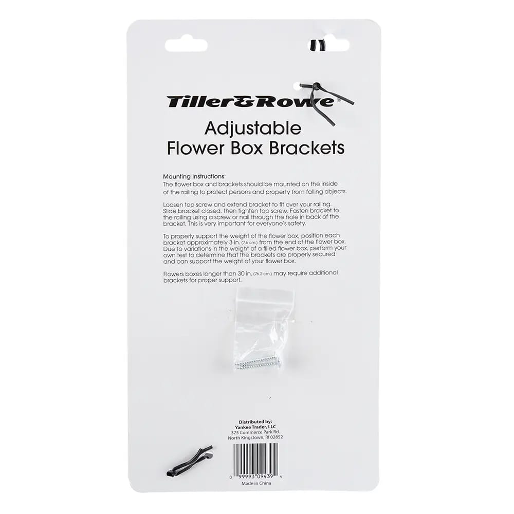 Tiller & Rowe Adjustable Flower Box Brackets, 2pk