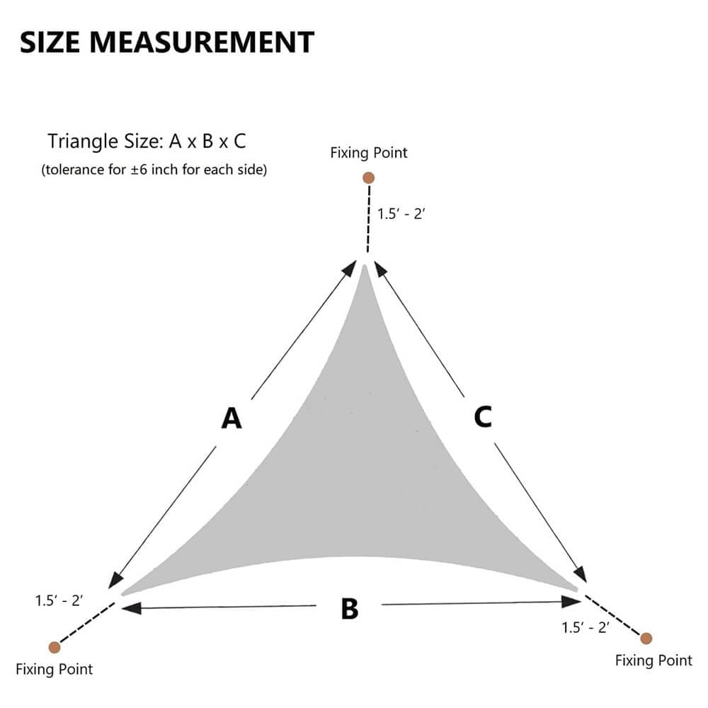 AsterOutdoor Triangular Sun Shade Sail, 12' x 12' x 12', Sand