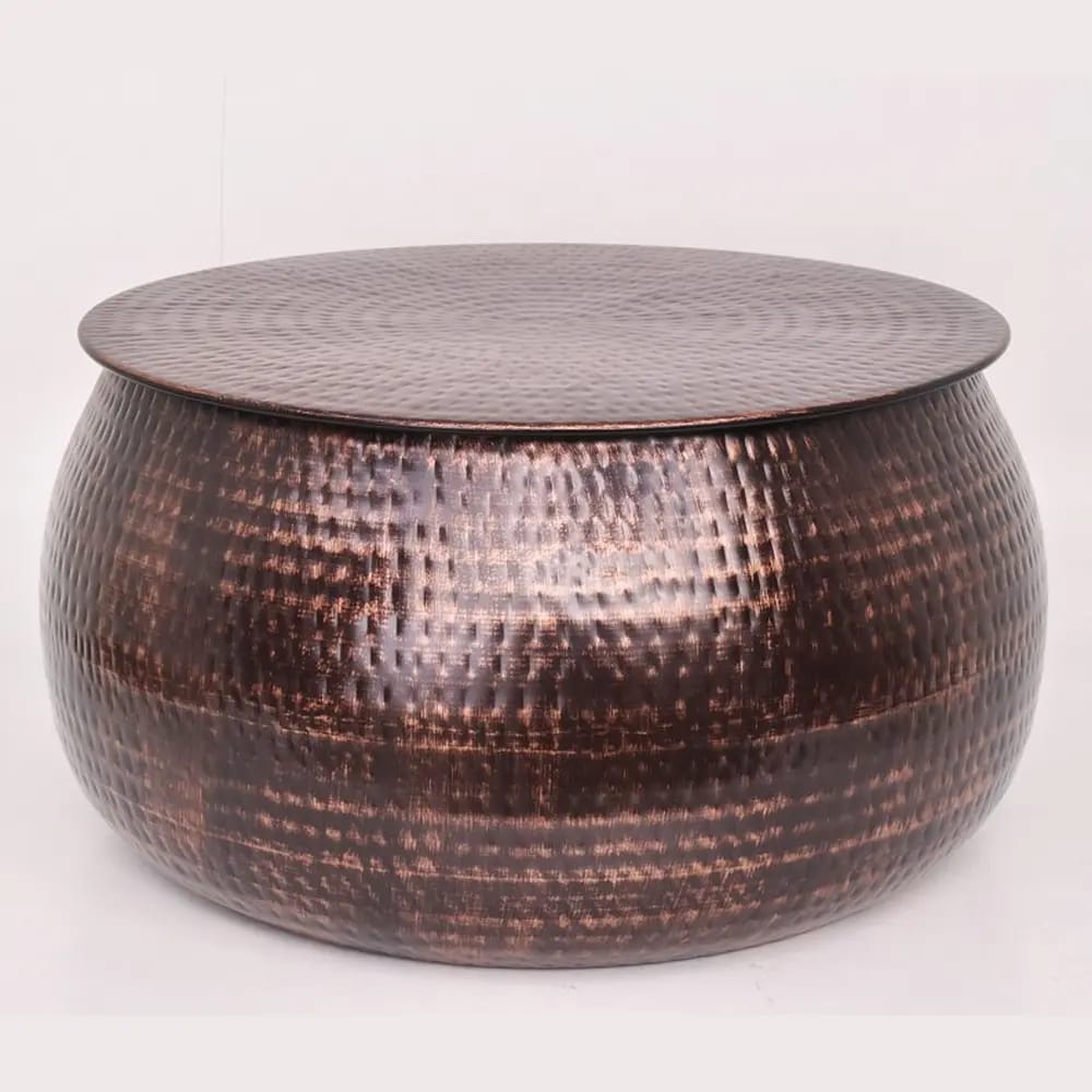 Hammered Metal Coffee Table and Side Table Set, Bronze