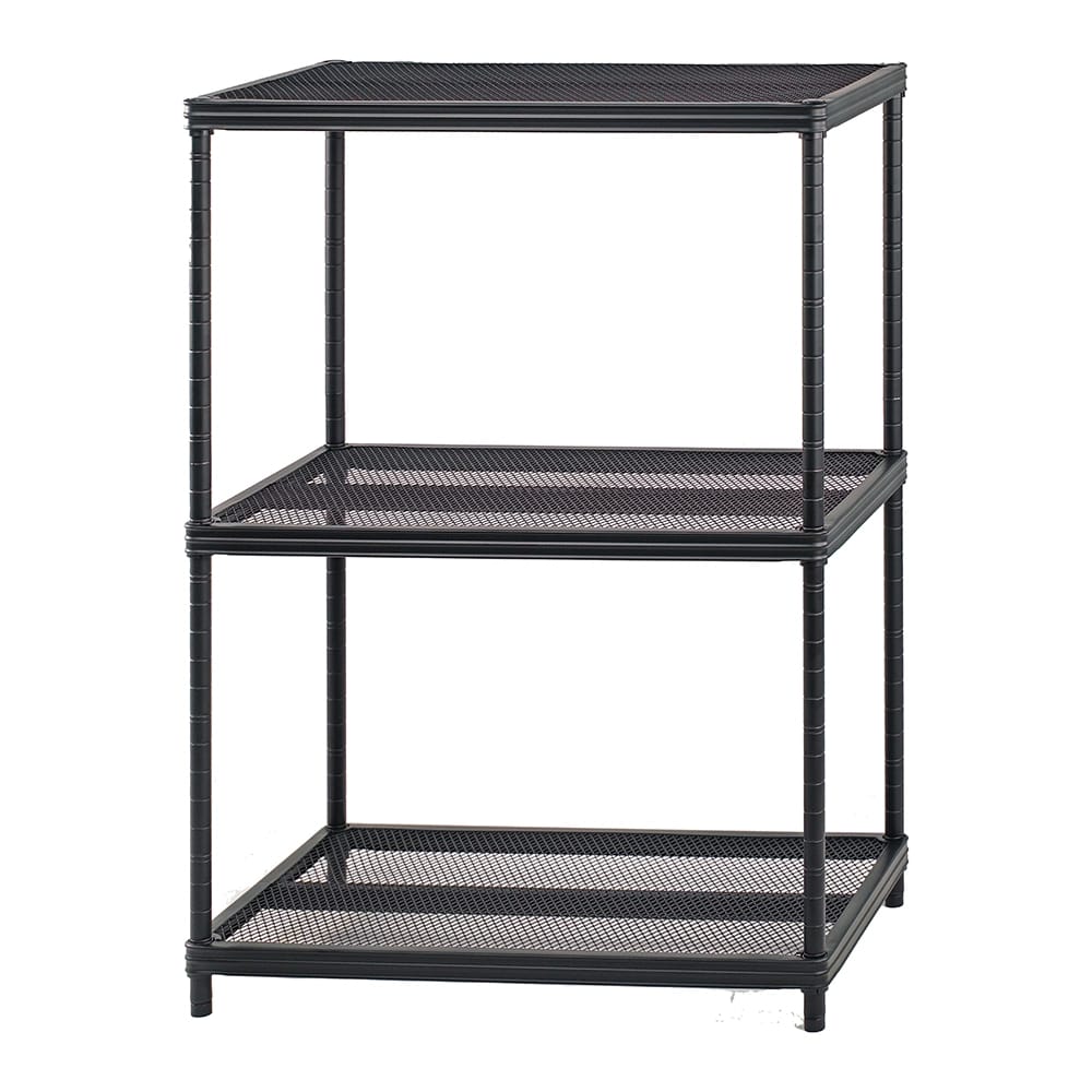 Method Storage Systems Shelving 3-Tier Fine Mesh Deck Shelving, Black