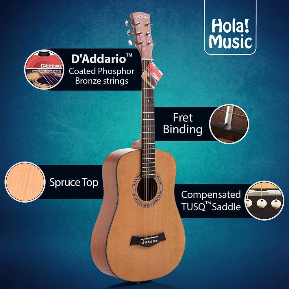 Hola! Music Acoustic Guitar, Natural Satin Finish