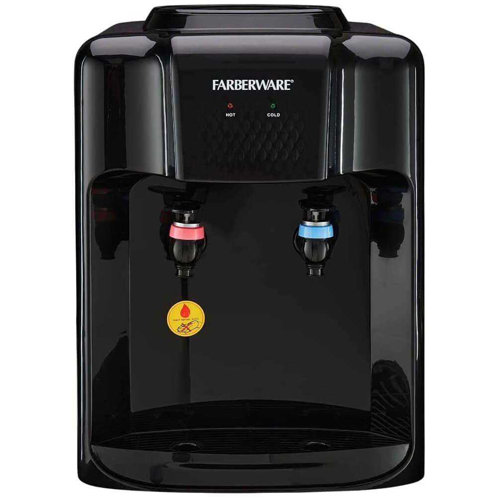 Farberware Freestanding Hot and Cold Water Countertop Water Dispenser, Black