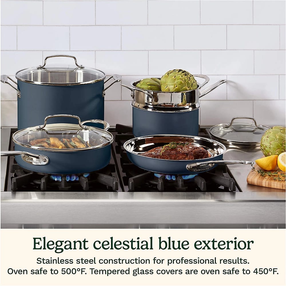 Cuisinart 11-Piece Stainless Steel Cookware Set, Celestial Blue