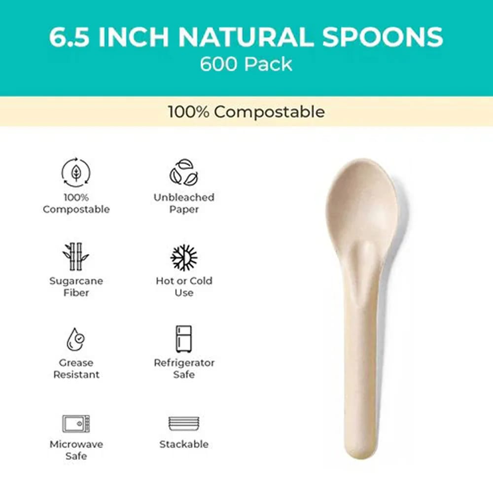 6.5" Renewable Fiber Paper Spoons, 200 Count