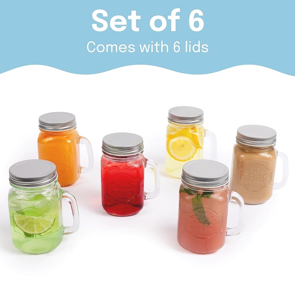 Estilo Mason Jar Glass Cups, 16 oz, Set of 6