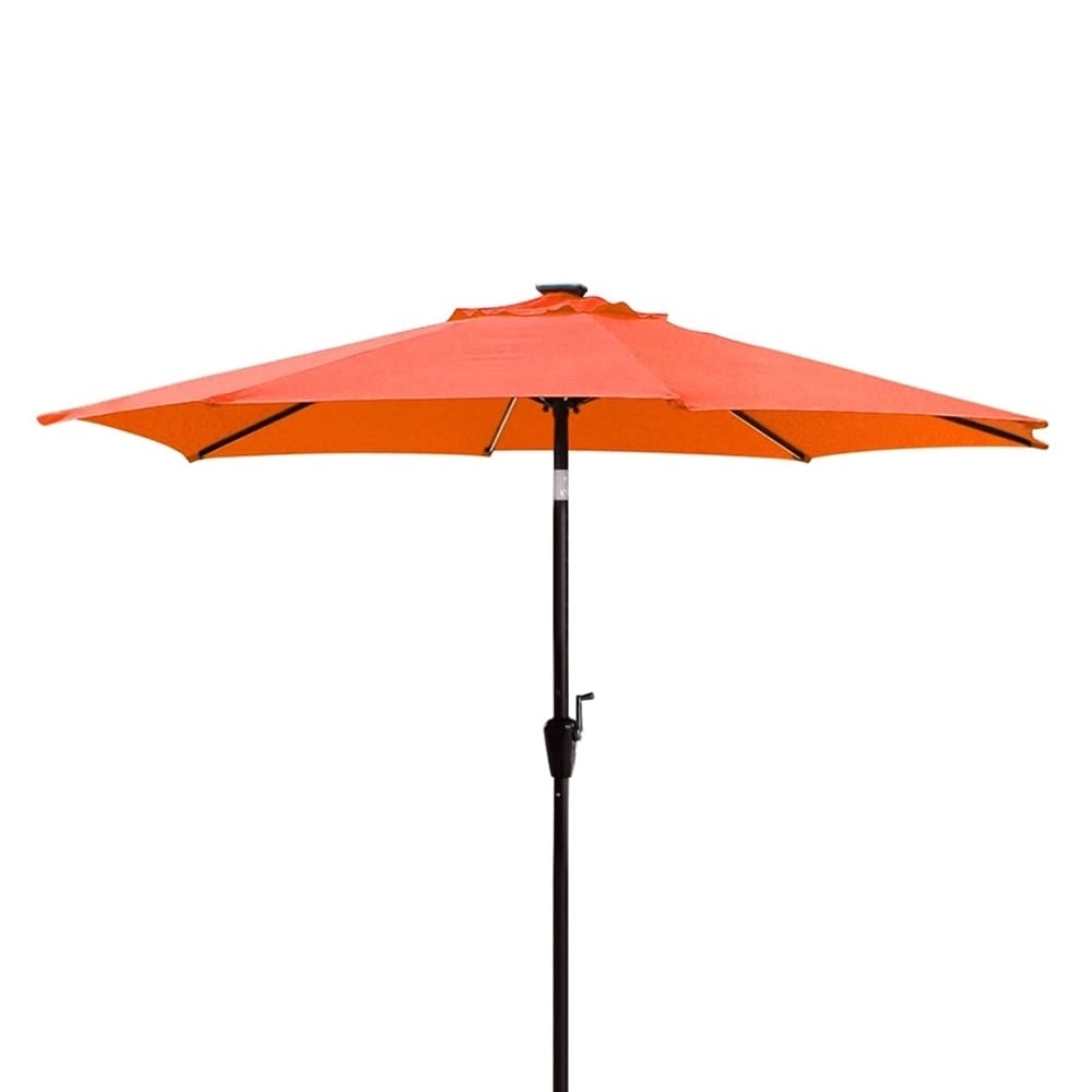 Jeco 9' Aluminum Patio Umbrella with Crank and Solar Guide Tubes, Orange/Brown
