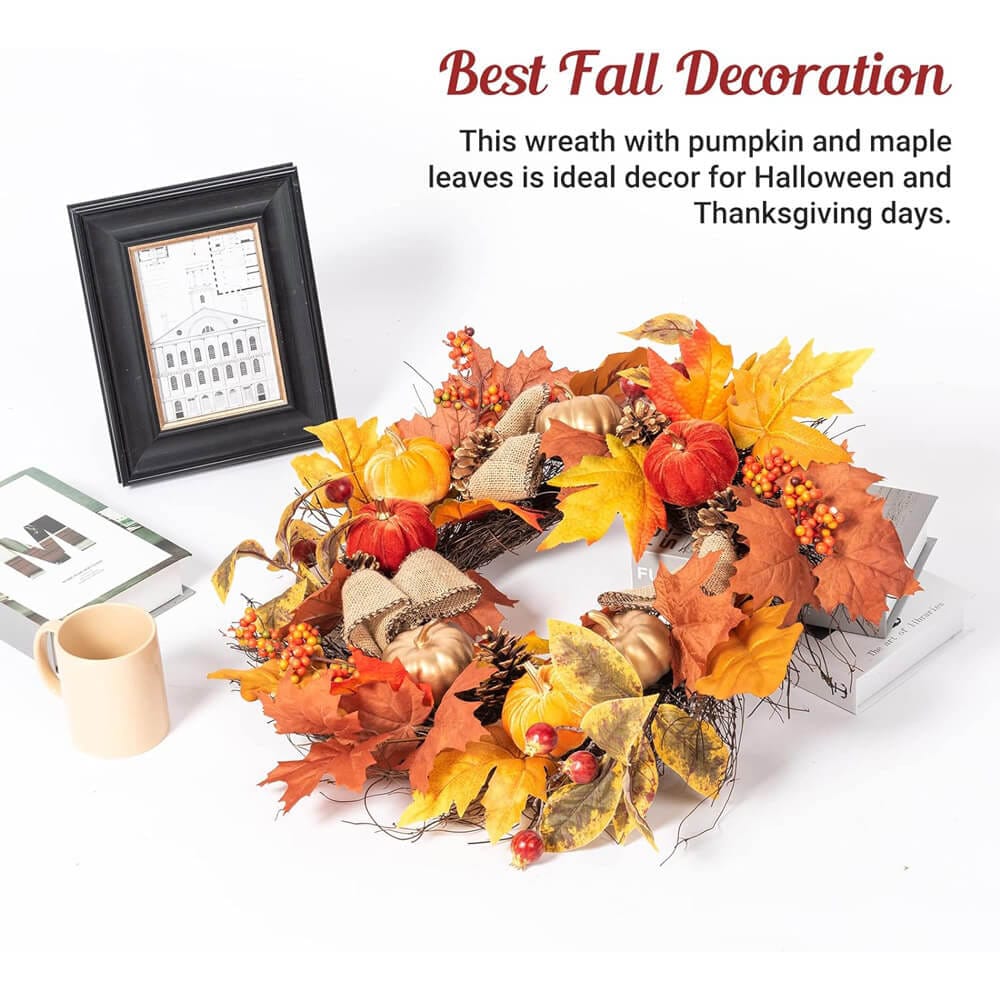 22" Festive Fall Artificial Wreath