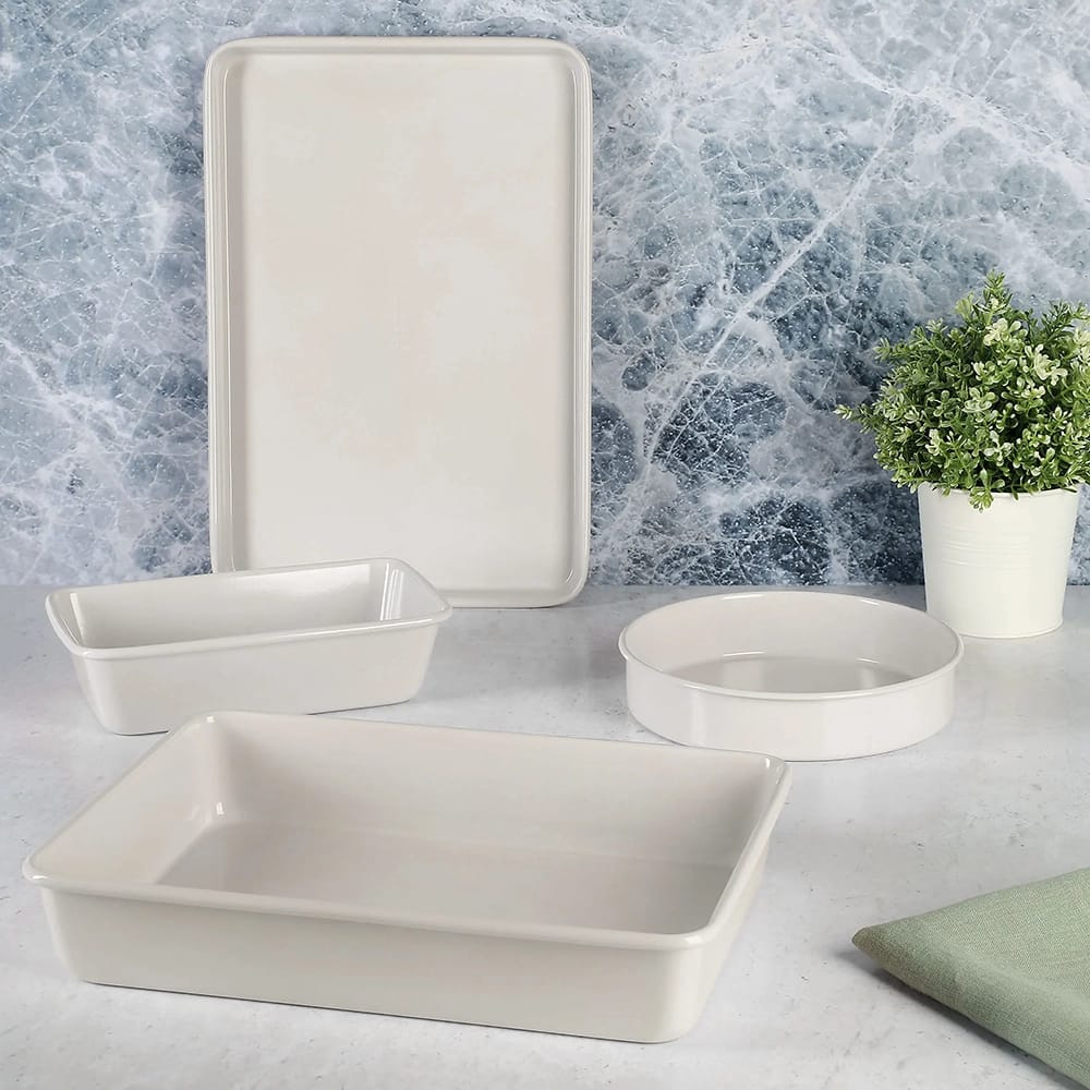 Martha Stewart 4-Piece Carbon Steel Nonstick Bakeware Set, Linen