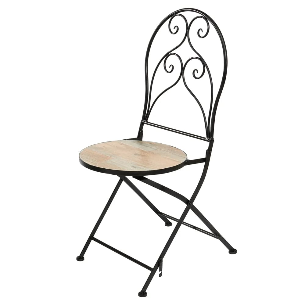 Wood-Look Tile Seat Folding Chairs, Set of 2