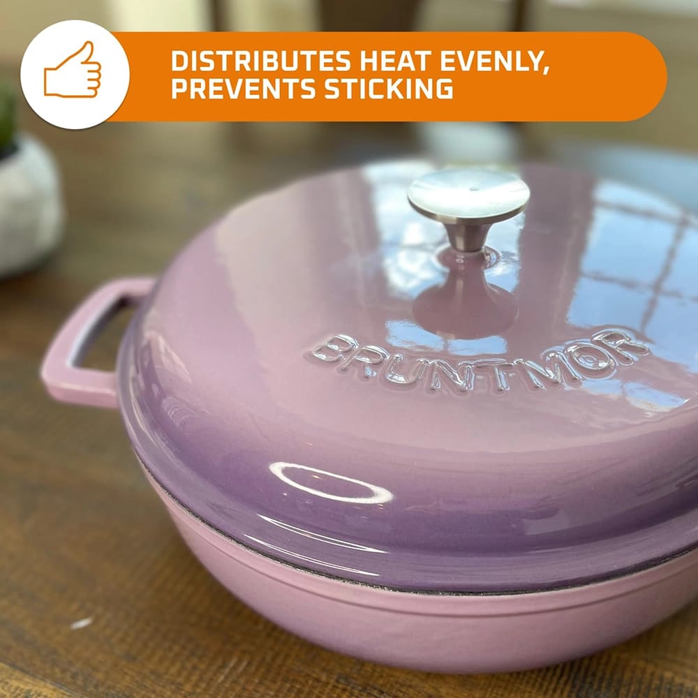 Bruntmor 4.5 Quart Pre-Seasoned Cast Iron Dutch Oven, Purple