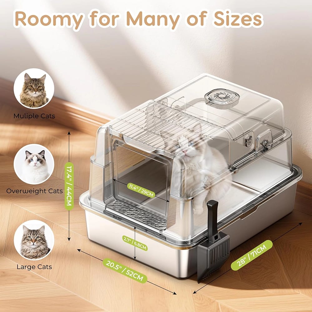 PalNests XXXL Stainless Steel Cat Litter Box