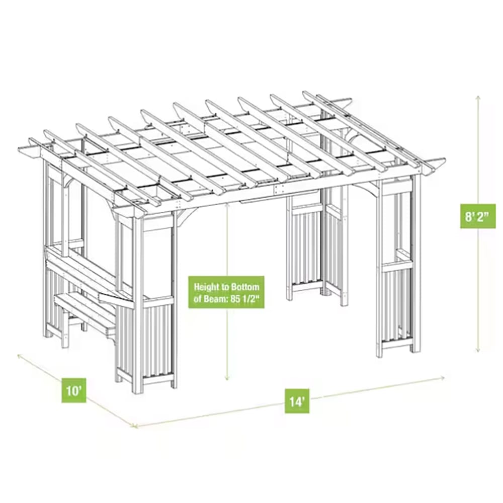 Yardistry Madison Cedar Wood Backyard Patio Pergola, Gray, 10' x 14'