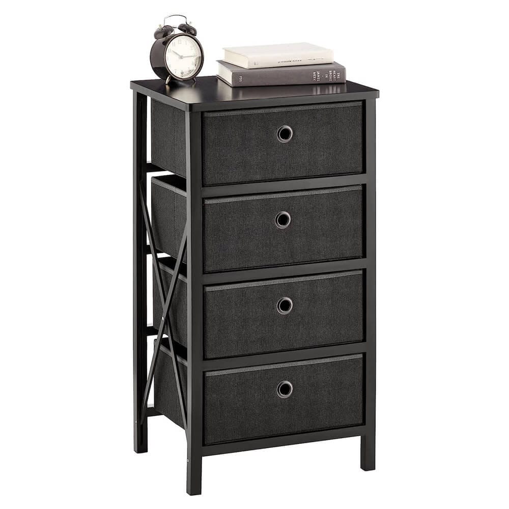 mDesign 4-Drawer Foldable Dresser, Black