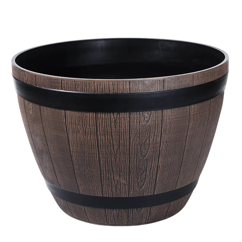 Resin Whiskey Barrel Planter, 20"