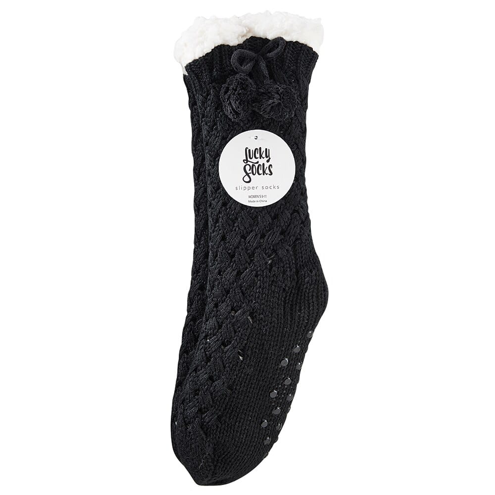 Lucky Socks Women's Slipper Socks with Pom Poms