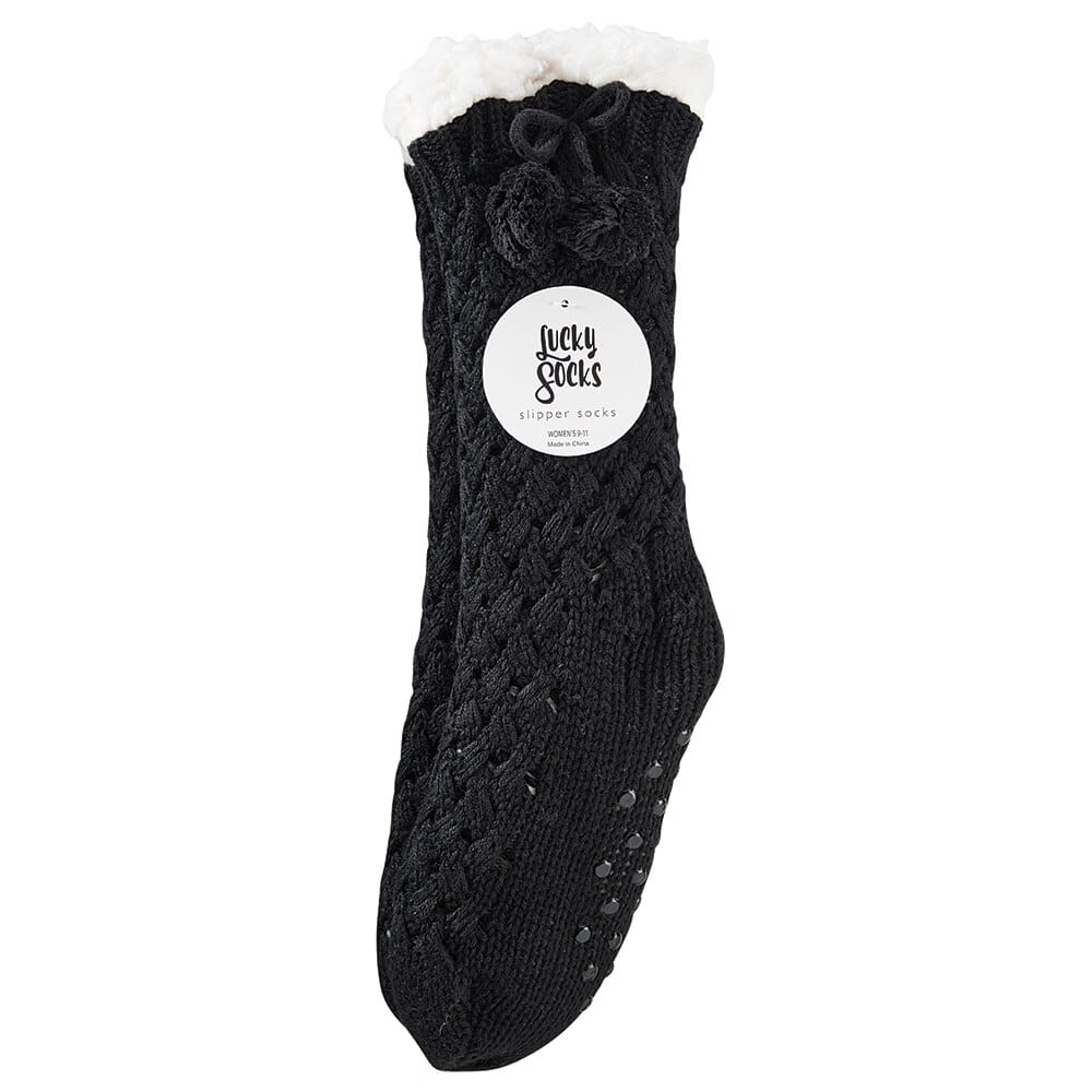 Lucky Socks Women’s Slipper Socks with Pom Poms