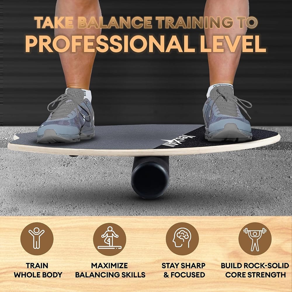Yes4All 2-in-1 Wooden Balance Board With Roller & Ball