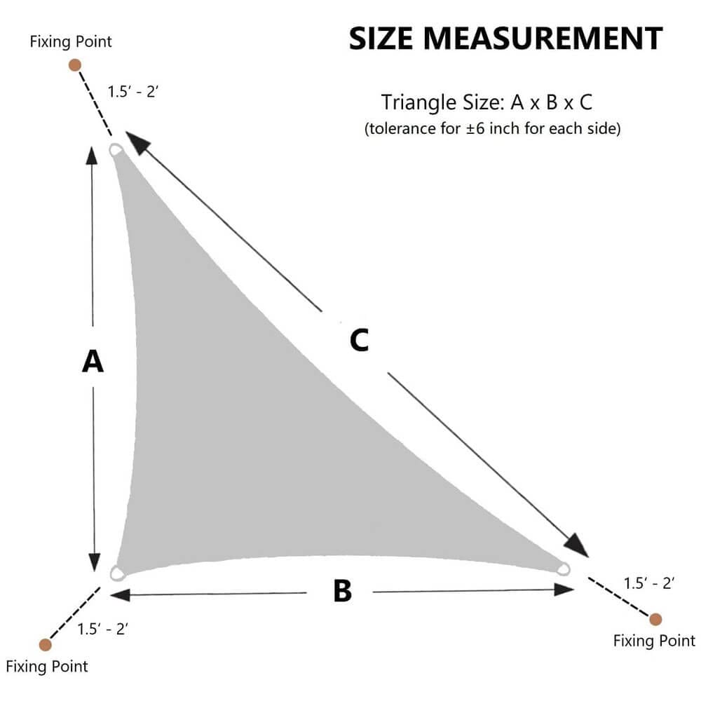 AsterOutdoor Triangular Sun Shade Sail, 12' x 12' x 17', Sand