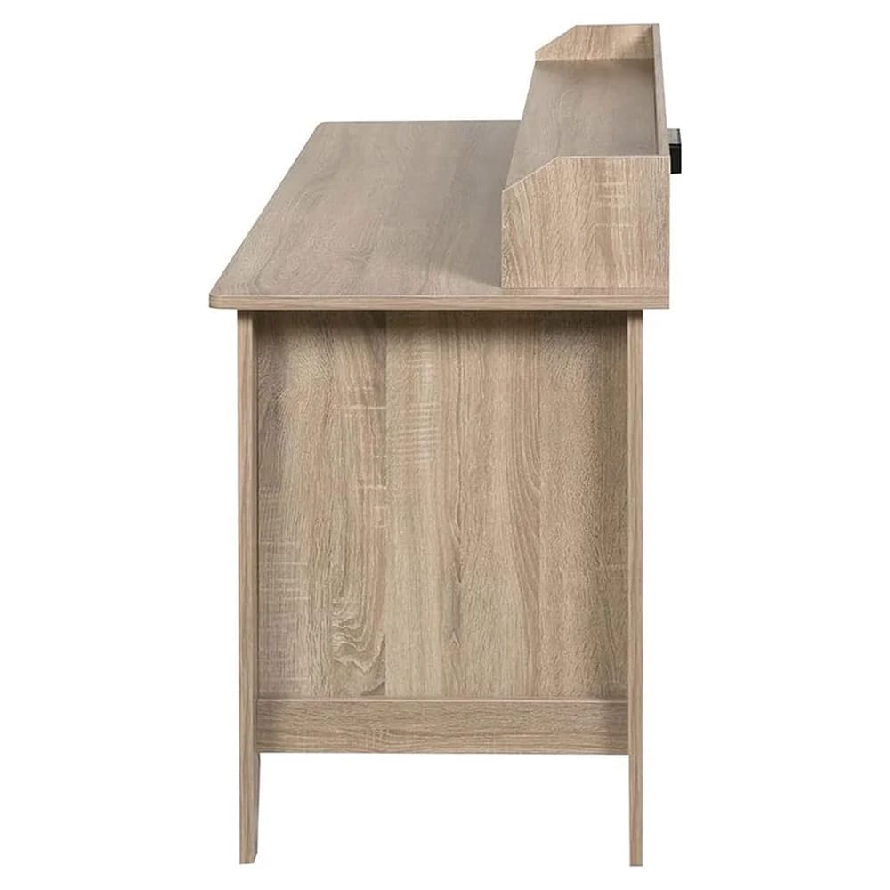 OneSpace Executive Desk with Hutch and USB Charger Hub, Light Oak