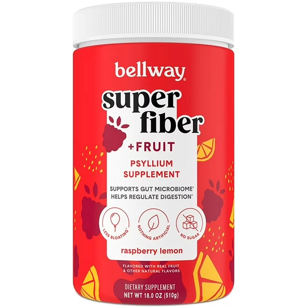 Bellway Psyllium Husk Powder Fiber Supplement, Raspberry Lemon, 18oz