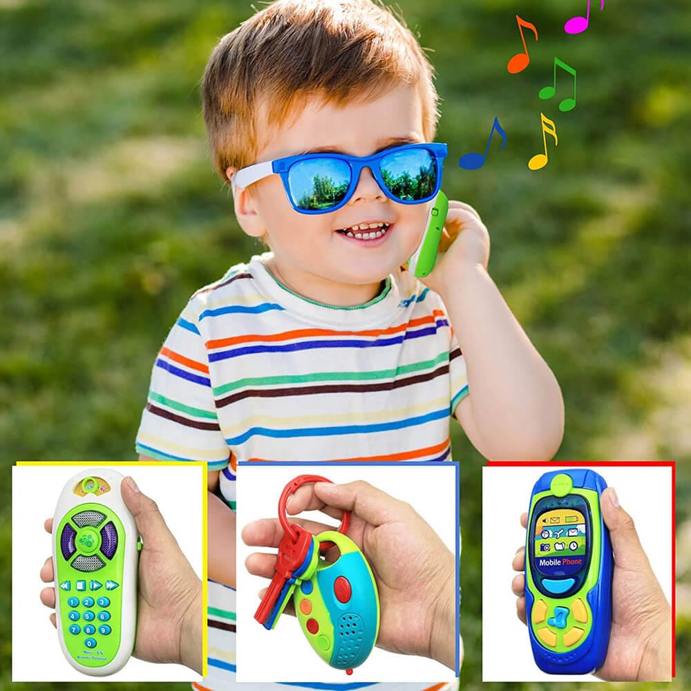 Click N' Play Pretend Play Cell Phone, TV Remote & Car Key Accessory Play Set